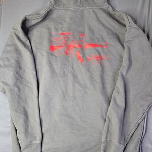 AK-47 Schematic Hoodie Mens XXL Grey Streetwear Tactical Gun Diagram Grunge